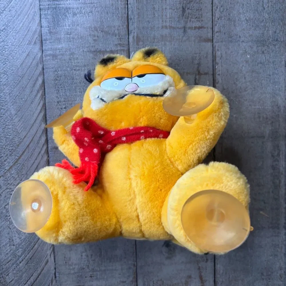 Vintage Garfield Christmas Winter Window Cling Plush – Scarf & Suction Cups